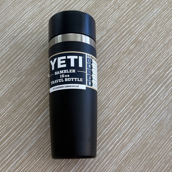 YETI RamblerTravel Bottle 16oz With Leakproof Commuter Cap Black Tumbler Cup Mug - Picture 2 of 12